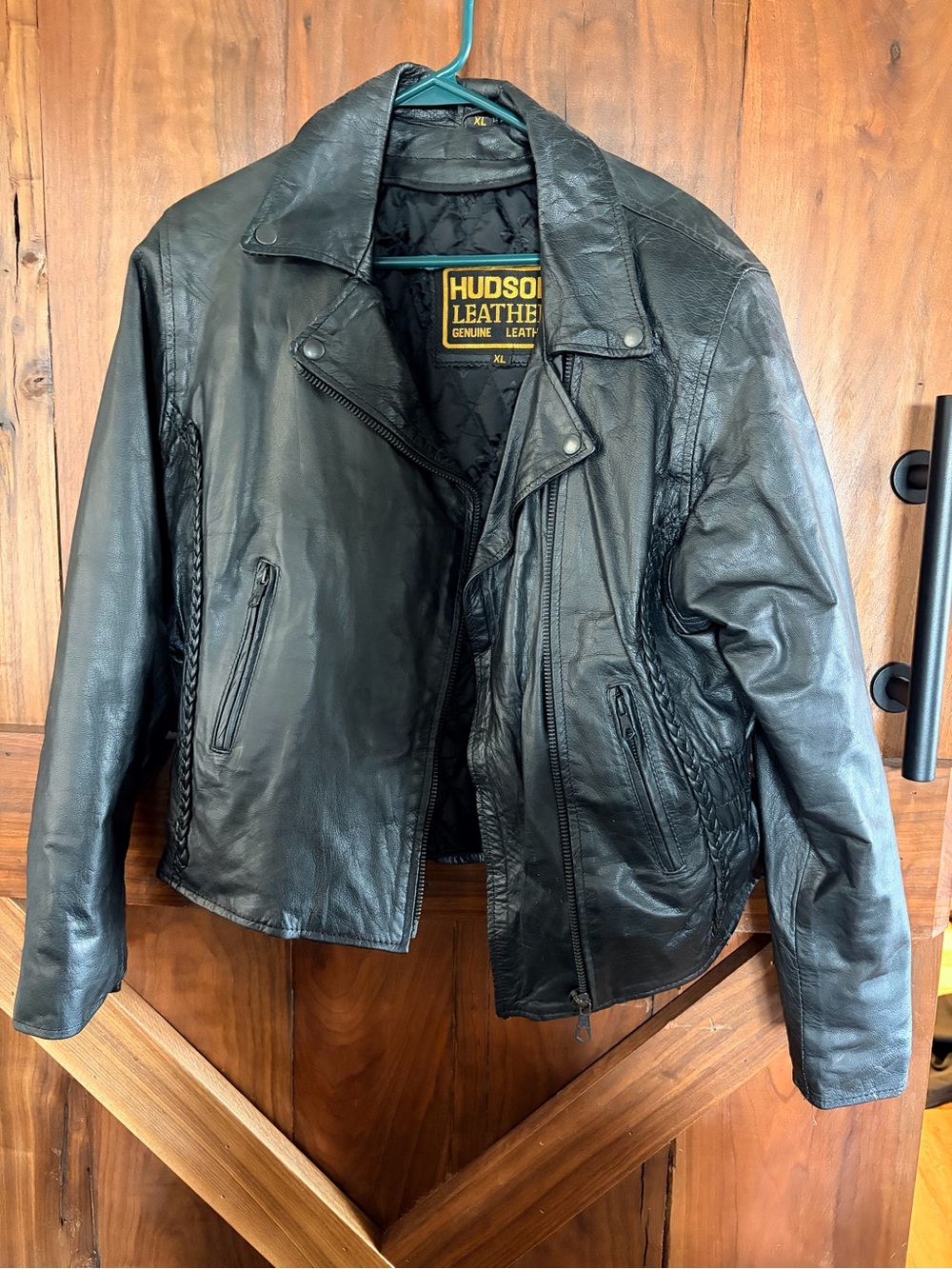 Hudson Leather Black Genuine Leather Biker Jacket